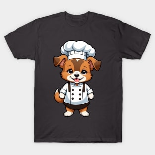 Cute Chef Dog Cartoon Illustration T-Shirt